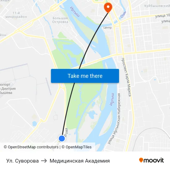 Ул. Суворова to Медицинская Академия map