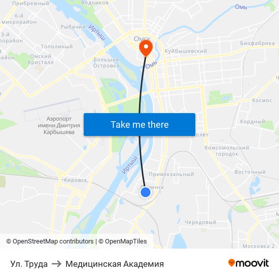 Ул. Труда to Медицинская Академия map