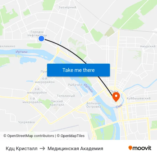Кдц Кристалл to Медицинская Академия map