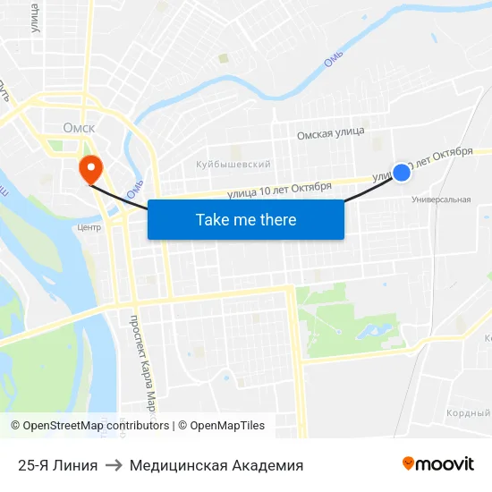 25-Я Линия to Медицинская Академия map
