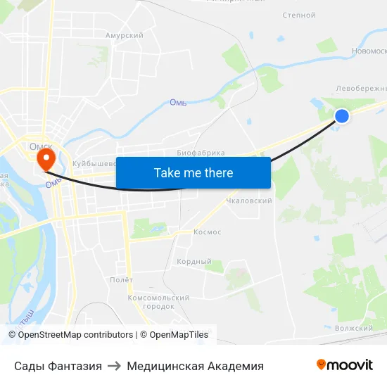 Сады Фантазия to Медицинская Академия map