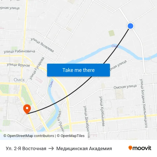 Ул. 2-Я Восточная to Медицинская Академия map