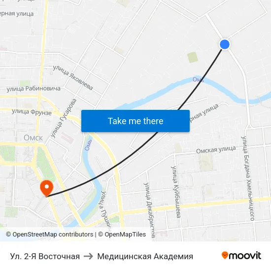 Ул. 2-Я Восточная to Медицинская Академия map
