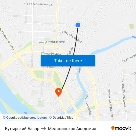 Бутырский Базар to Медицинская Академия map
