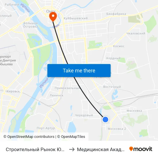 Строительный Рынок Южный to Медицинская Академия map