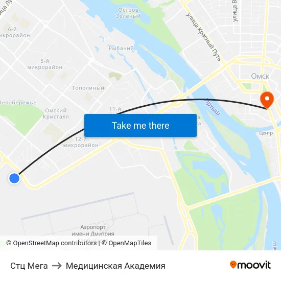 Стц Мега to Медицинская Академия map