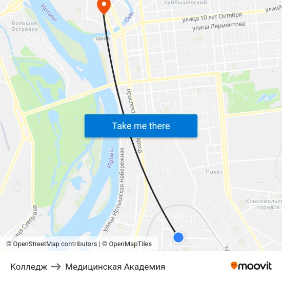 Колледж to Медицинская Академия map