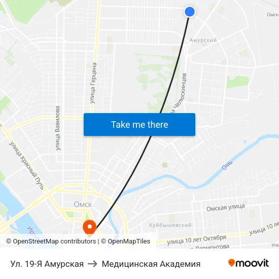 Ул. 19-Я Амурская to Медицинская Академия map