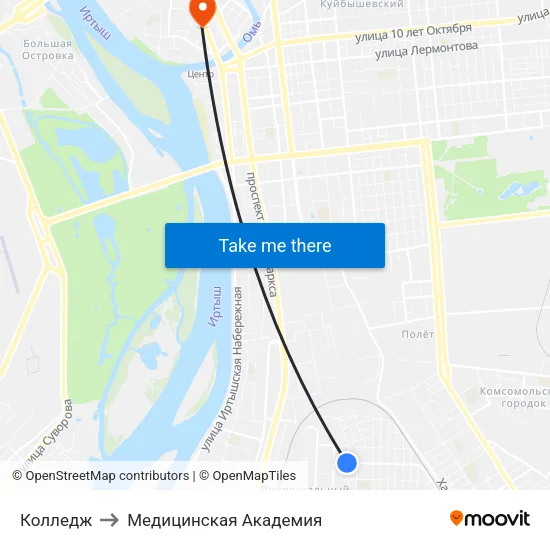 Колледж to Медицинская Академия map