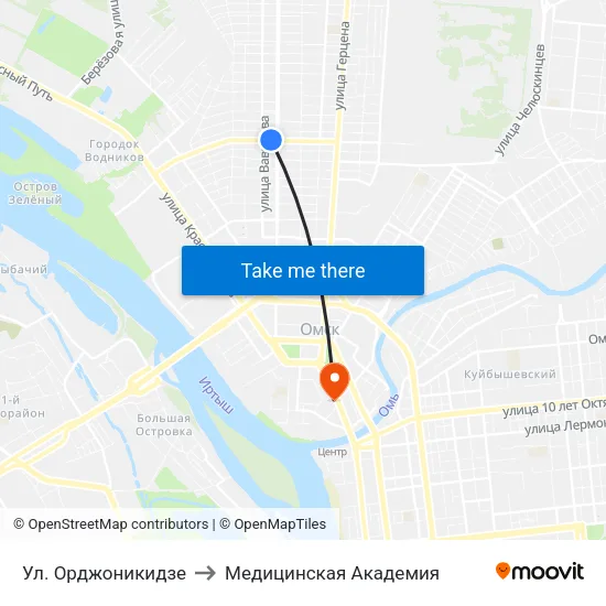 Ул. Орджоникидзе to Медицинская Академия map