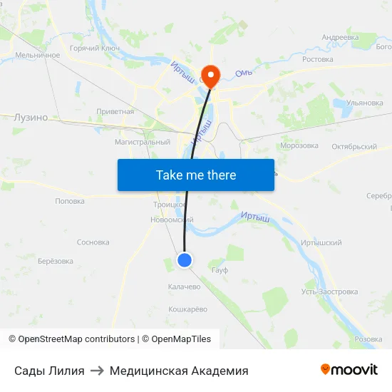 Сады Лилия to Медицинская Академия map