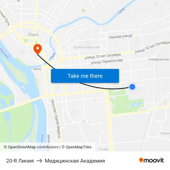 20-Я Линия to Медицинская Академия map