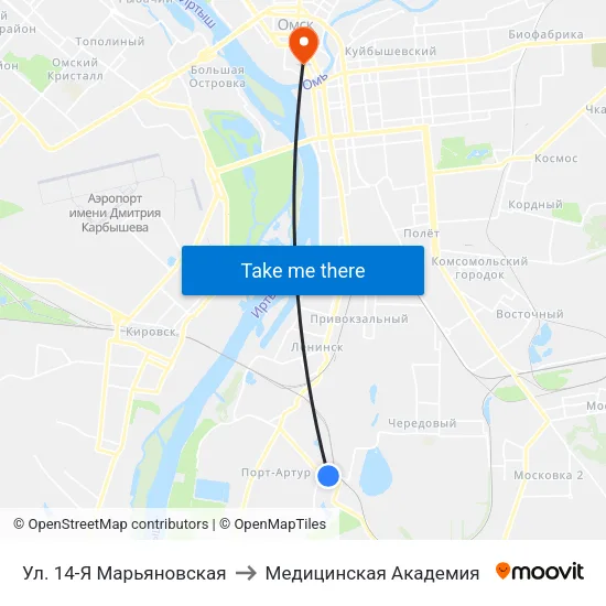 Ул. 14-Я Марьяновская to Медицинская Академия map