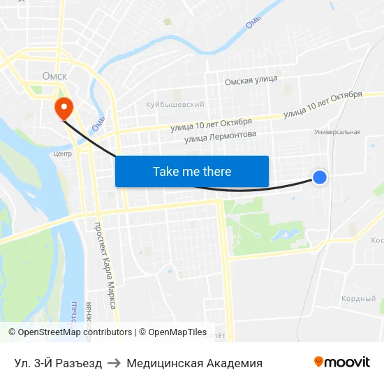 Ул. 3-Й Разъезд to Медицинская Академия map
