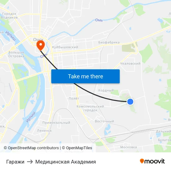 Гаражи to Медицинская Академия map