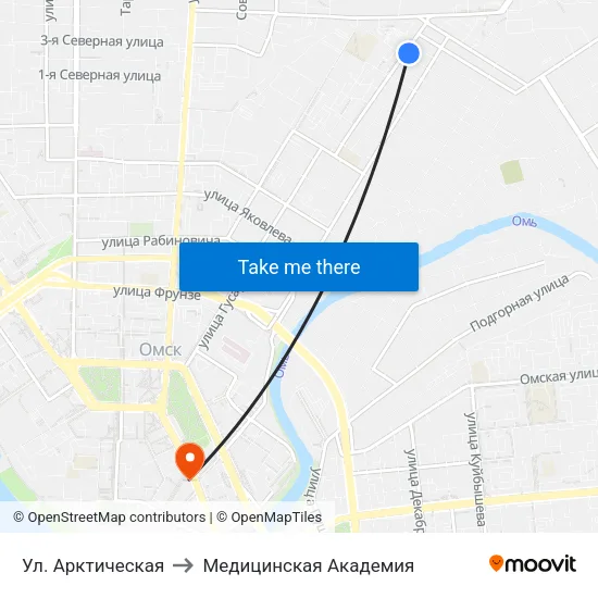 Ул. Арктическая to Медицинская Академия map