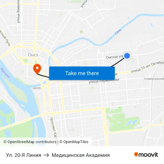 Ул. 20-Я Линия to Медицинская Академия map