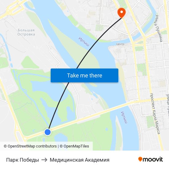 Парк Победы to Медицинская Академия map