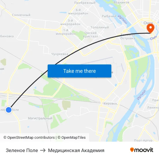 Зеленое Поле to Медицинская Академия map