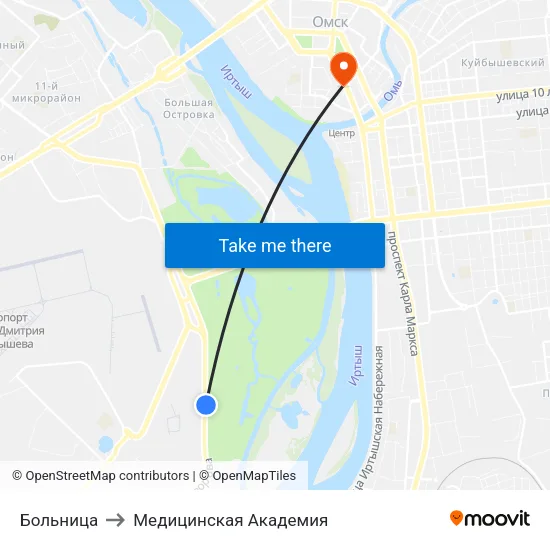 Больница to Медицинская Академия map