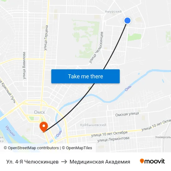 Ул. 4-Я Челюскинцев to Медицинская Академия map