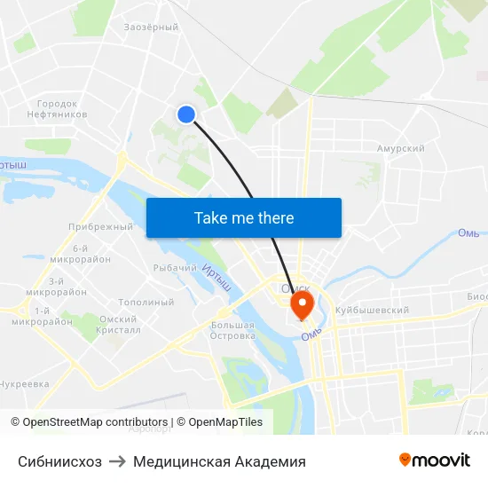 Сибниисхоз to Медицинская Академия map