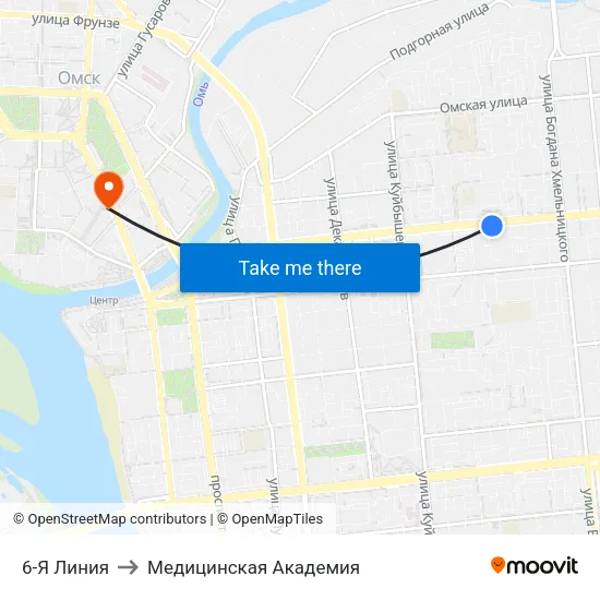 6-Я Линия to Медицинская Академия map