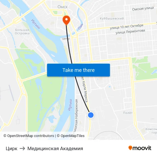 Цирк to Медицинская Академия map