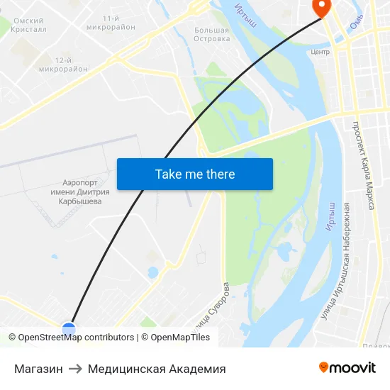 Магазин to Медицинская Академия map