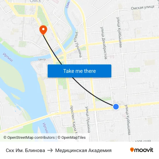 Скк Им. Блинова to Медицинская Академия map