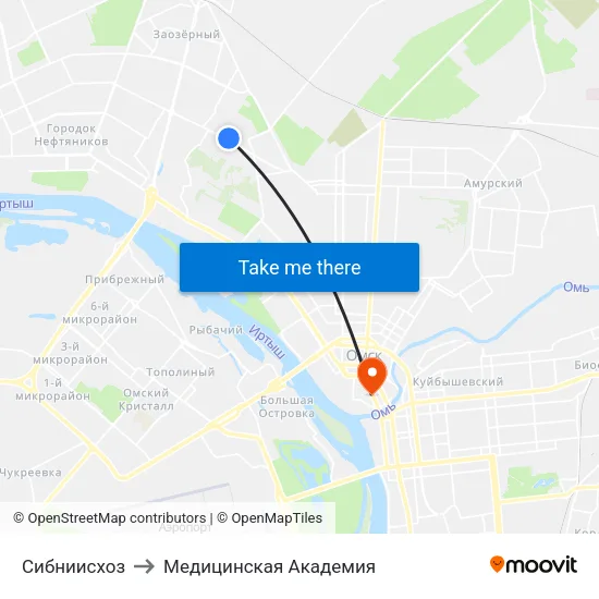 Сибниисхоз to Медицинская Академия map