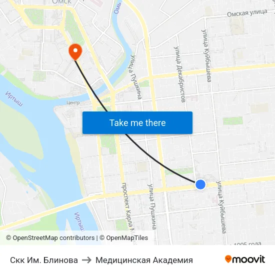 Скк Им. Блинова to Медицинская Академия map