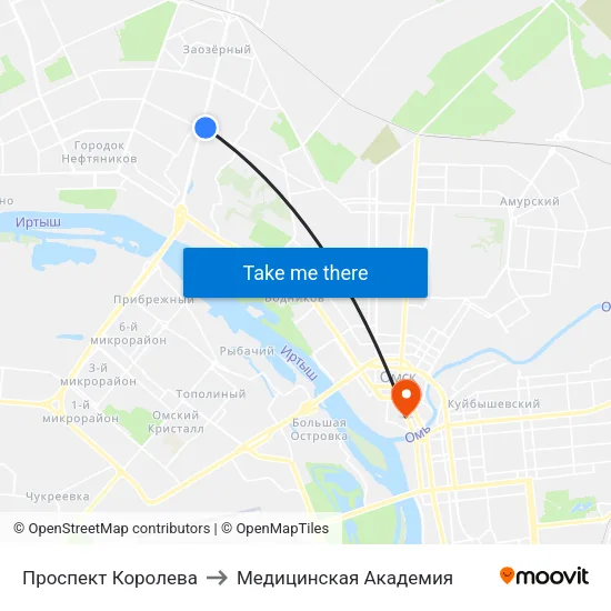 Проспект Королева to Медицинская Академия map