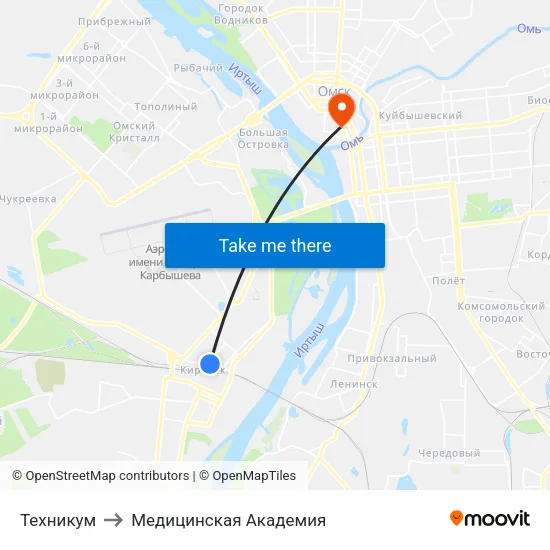 Техникум to Медицинская Академия map