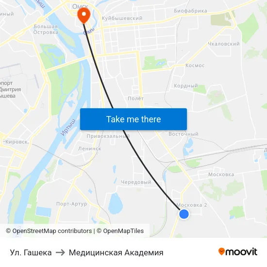Ул. Гашека to Медицинская Академия map