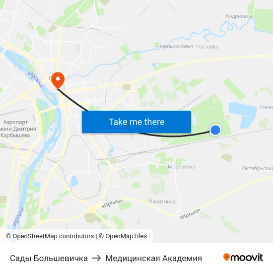 Сады Большевичка to Медицинская Академия map