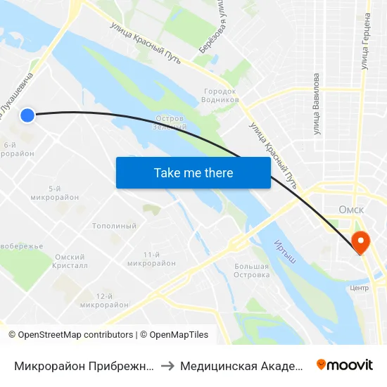 Микрорайон Прибрежный to Медицинская Академия map