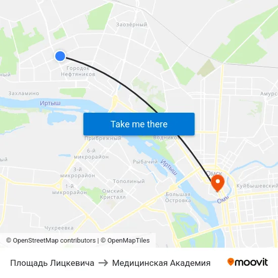 Площадь Лицкевича to Медицинская Академия map