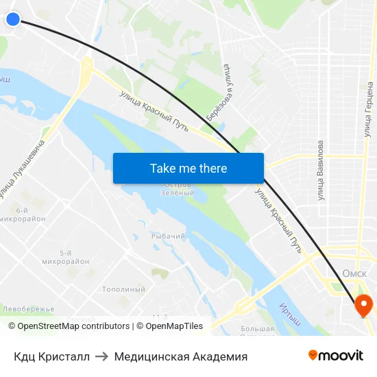Кдц Кристалл to Медицинская Академия map