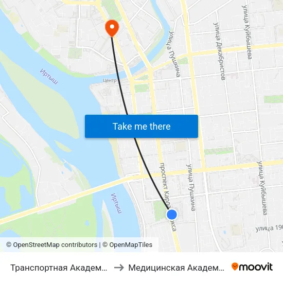 Транспортная Академия to Медицинская Академия map