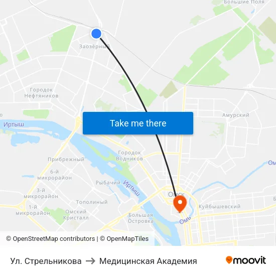 Ул. Стрельникова to Медицинская Академия map