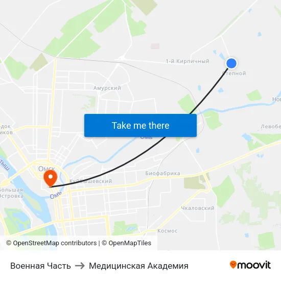 Военная Часть to Медицинская Академия map