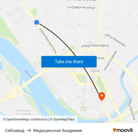 Сибзавод to Медицинская Академия map