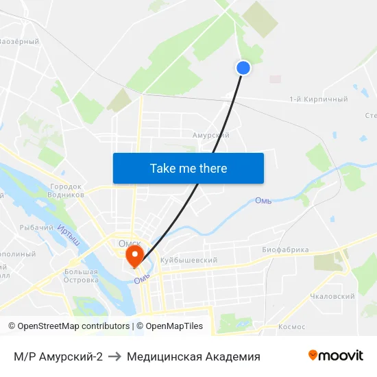 М/Р Амурский-2 to Медицинская Академия map