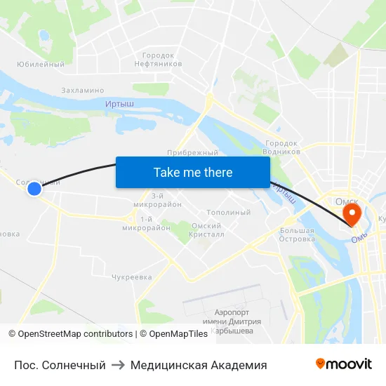 Пос. Солнечный to Медицинская Академия map