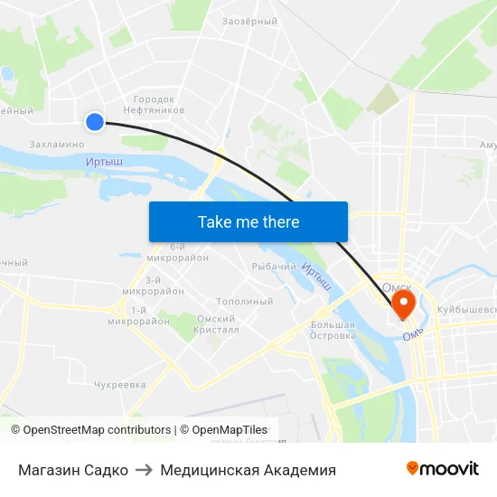 Магазин Садко to Медицинская Академия map