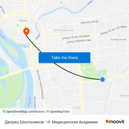Дворец Школьников to Медицинская Академия map