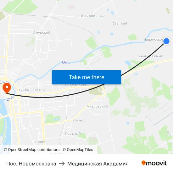 Пос. Новомосковка to Медицинская Академия map