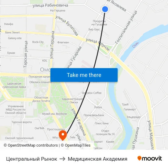 Центральный Рынок to Медицинская Академия map