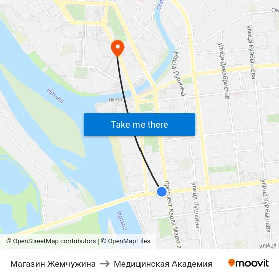 Магазин Жемчужина to Медицинская Академия map